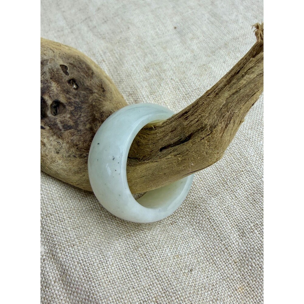 1 Natural icy Jade unique pattern band Ring US 8 Minimalist jewelry green /white - Picture 10 of 10